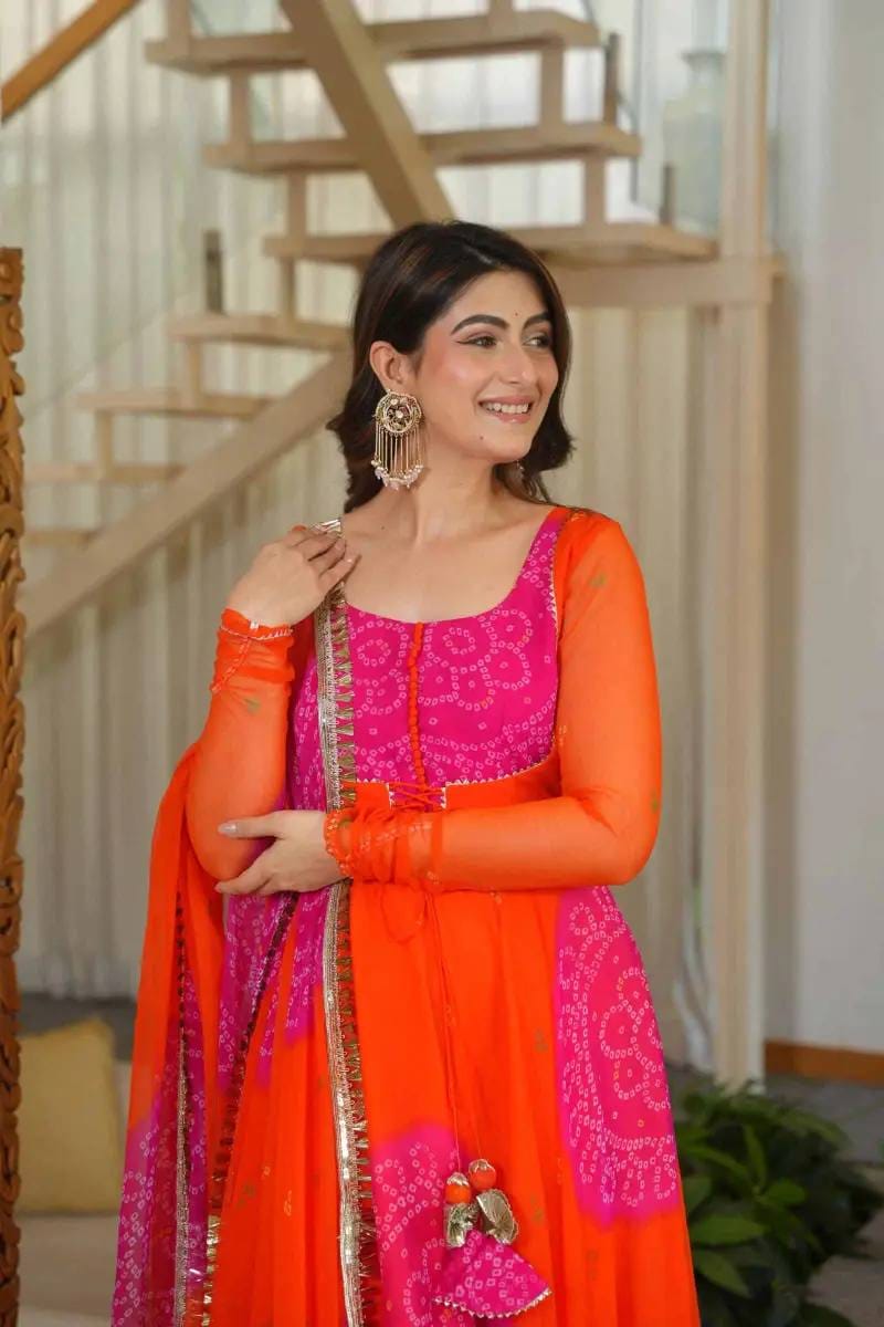 FAUX GEORGETTE ANARKALI GOWN WITH DIGITAL PRINT WORK