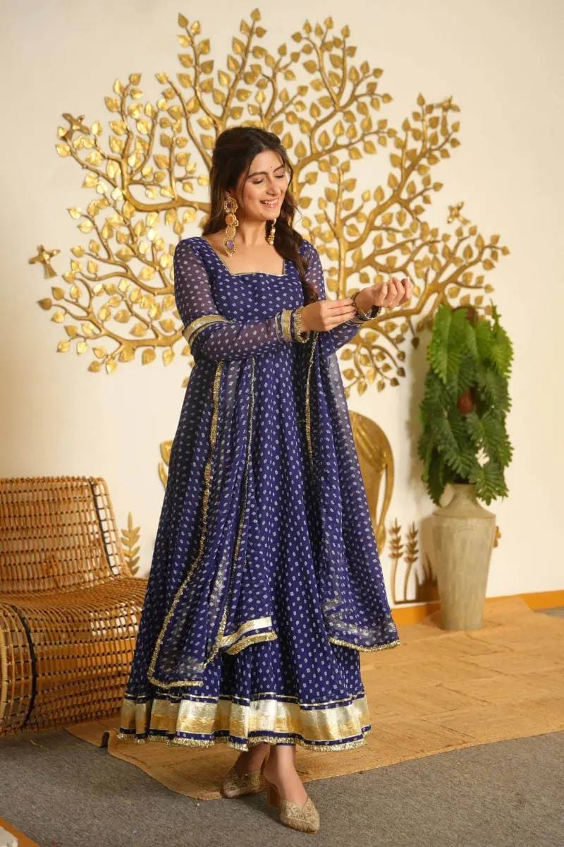 DESIGNER FAUX GEORGETTE ANARKALI GOWN SET