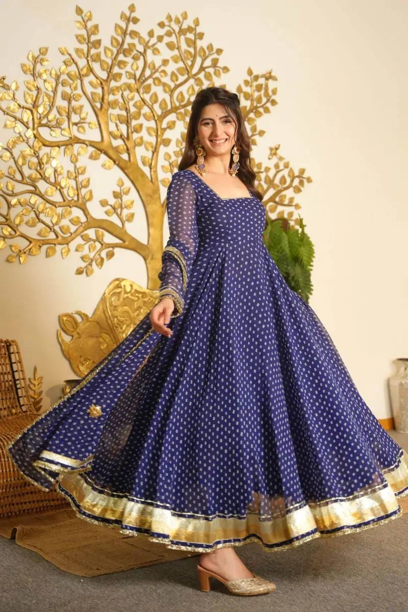 DESIGNER FAUX GEORGETTE ANARKALI GOWN SET