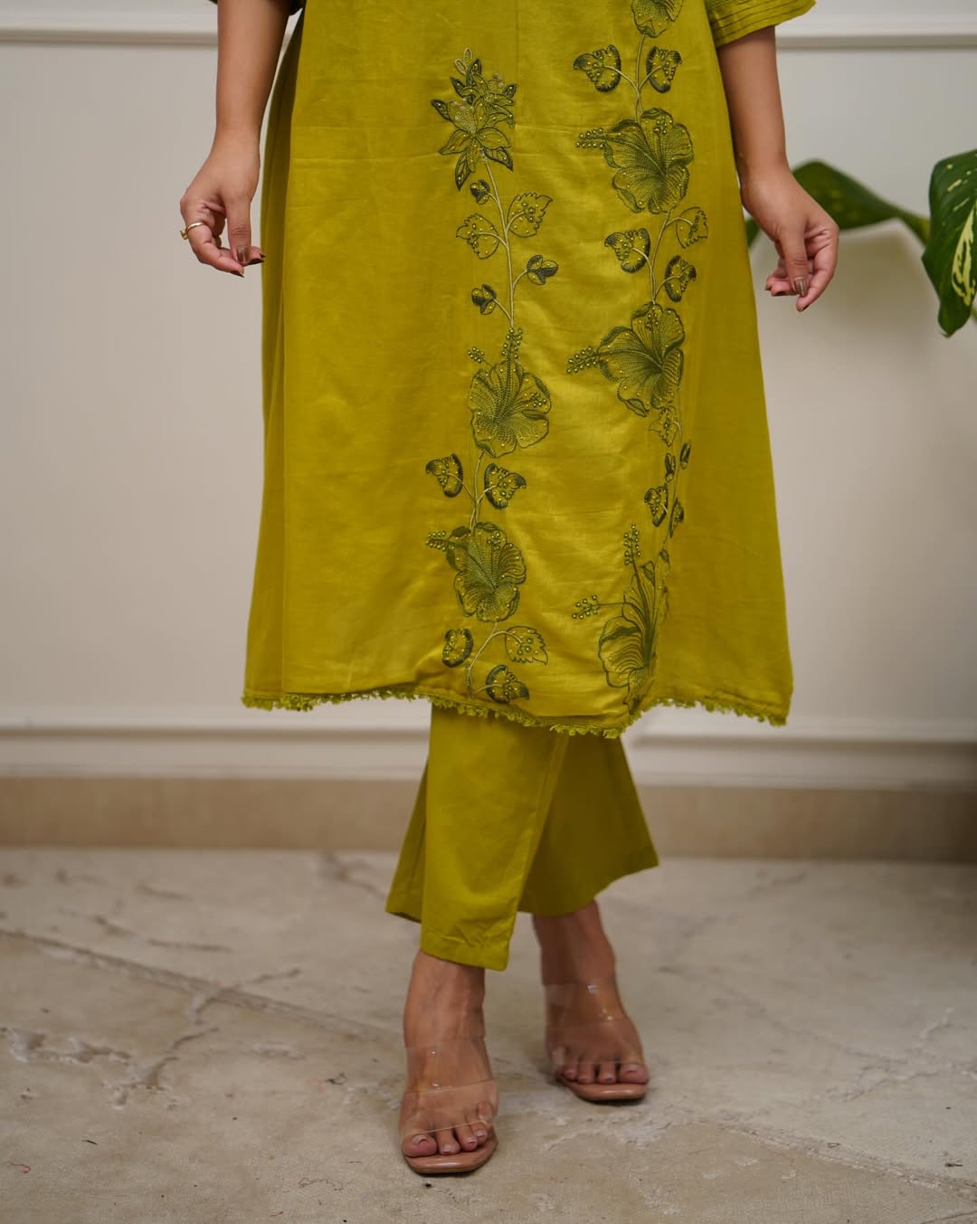 PURE COTTON MOTI WORK SUIT SET WITH HAND EMBROIDERED