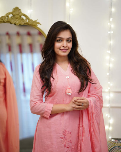 PURE COTTON MOTI WORK SUIT SET WITH HAND EMBROIDERED
