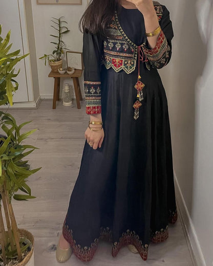 HEAVY SILK EMBROIDERY WORK ANARKALI GOWN WITH ATTACH JACKET