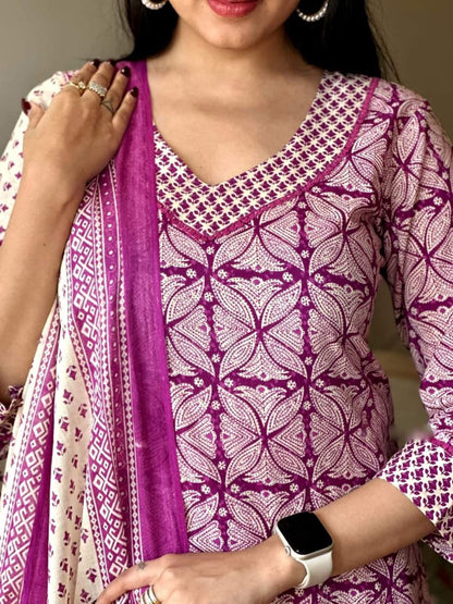 LIGHT PURPLE COTTON KURTA SET