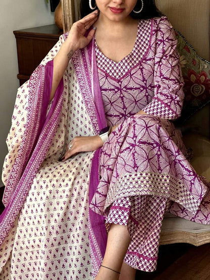LIGHT PURPLE COTTON KURTA SET