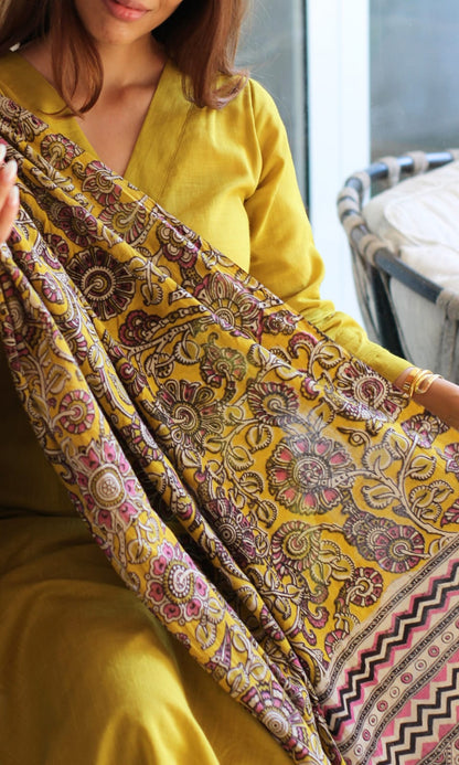 MUSTARD YELLOW SOLID STRAIGHT KURTA SET