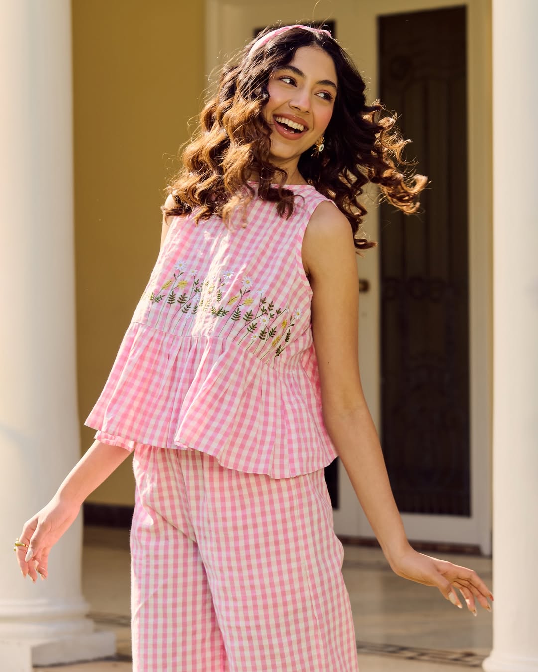 PINK COTTON EMBROIDERY CO-ORD SET