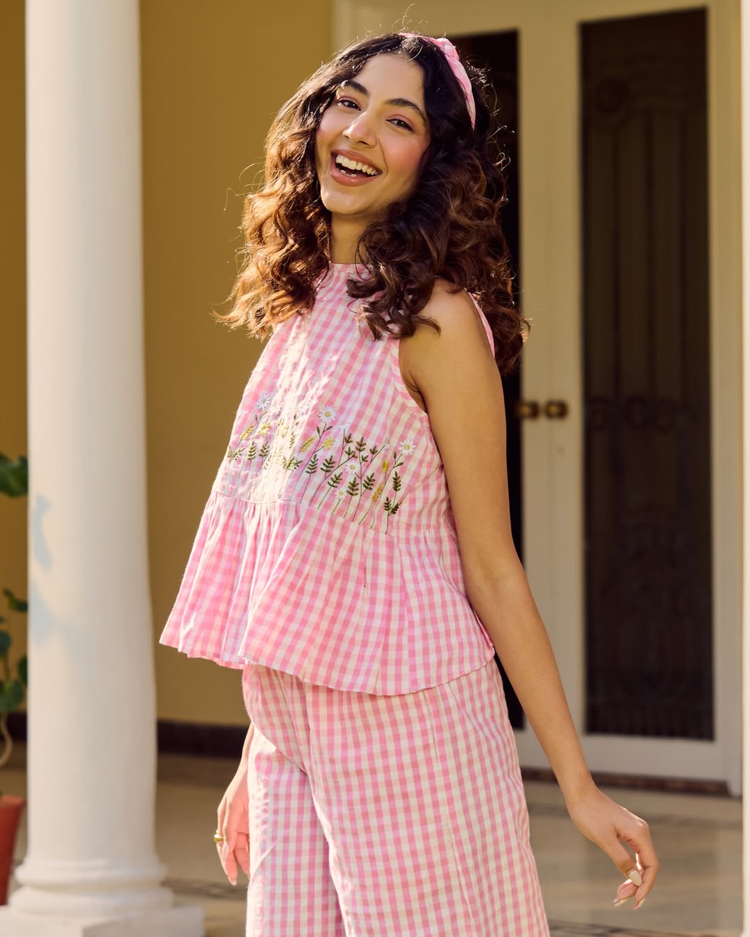 PINK COTTON EMBROIDERY CO-ORD SET