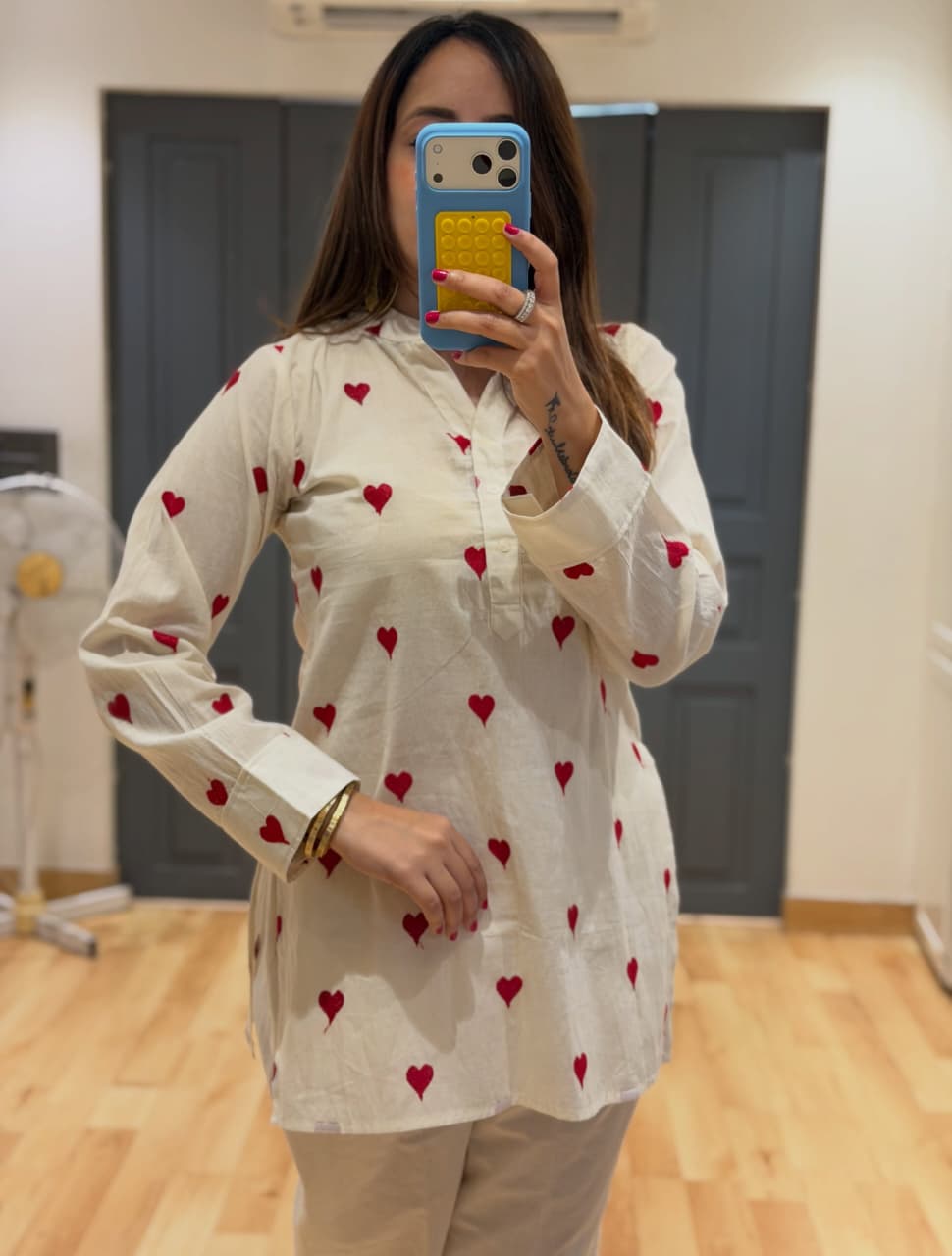 RED HEART PRINT COTTON CO-ORD SET