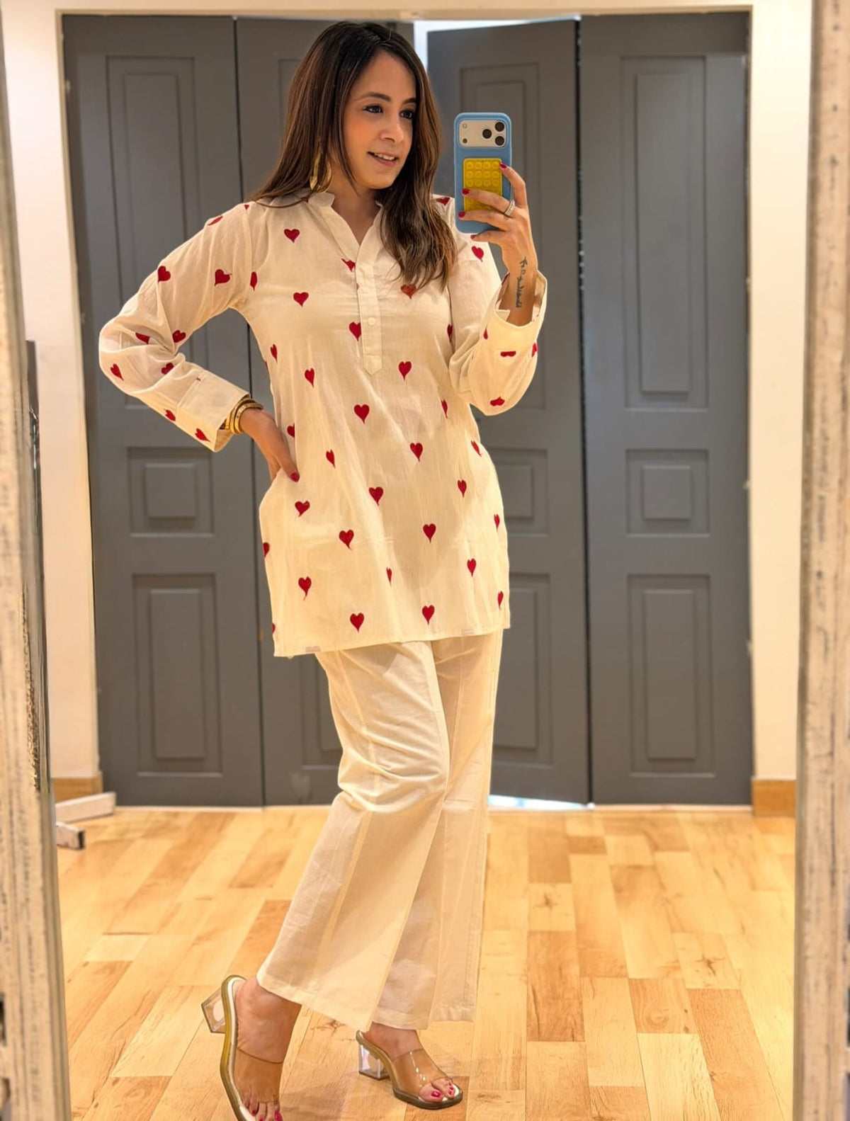 RED HEART PRINT COTTON CO-ORD SET