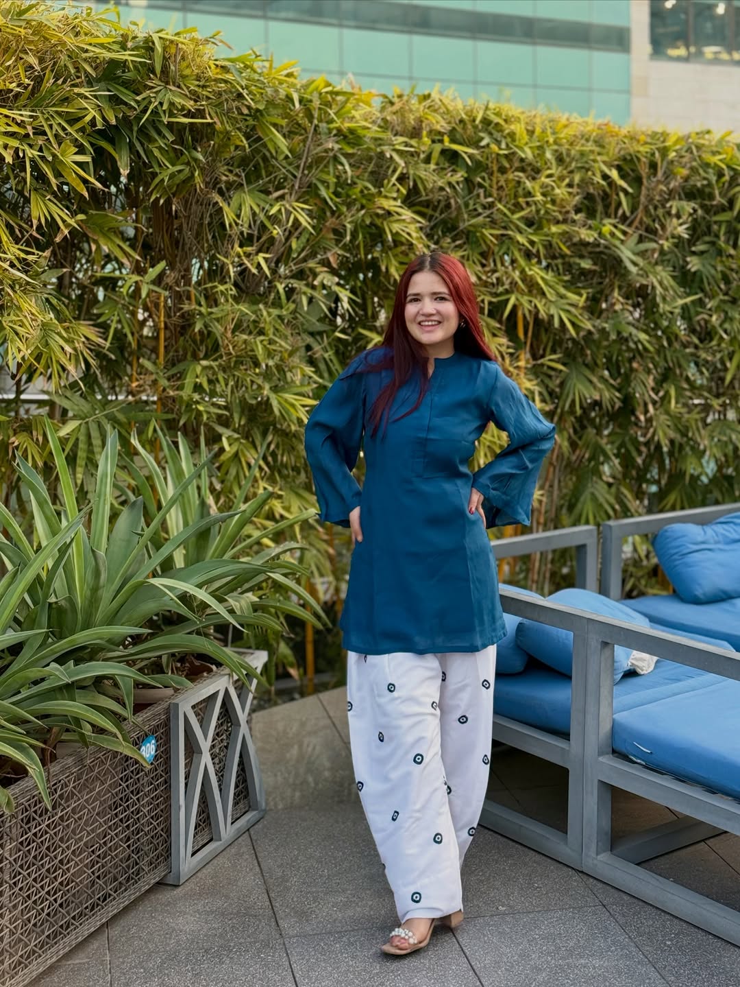 BLUE FARSHI PLAZZO SUIT SET