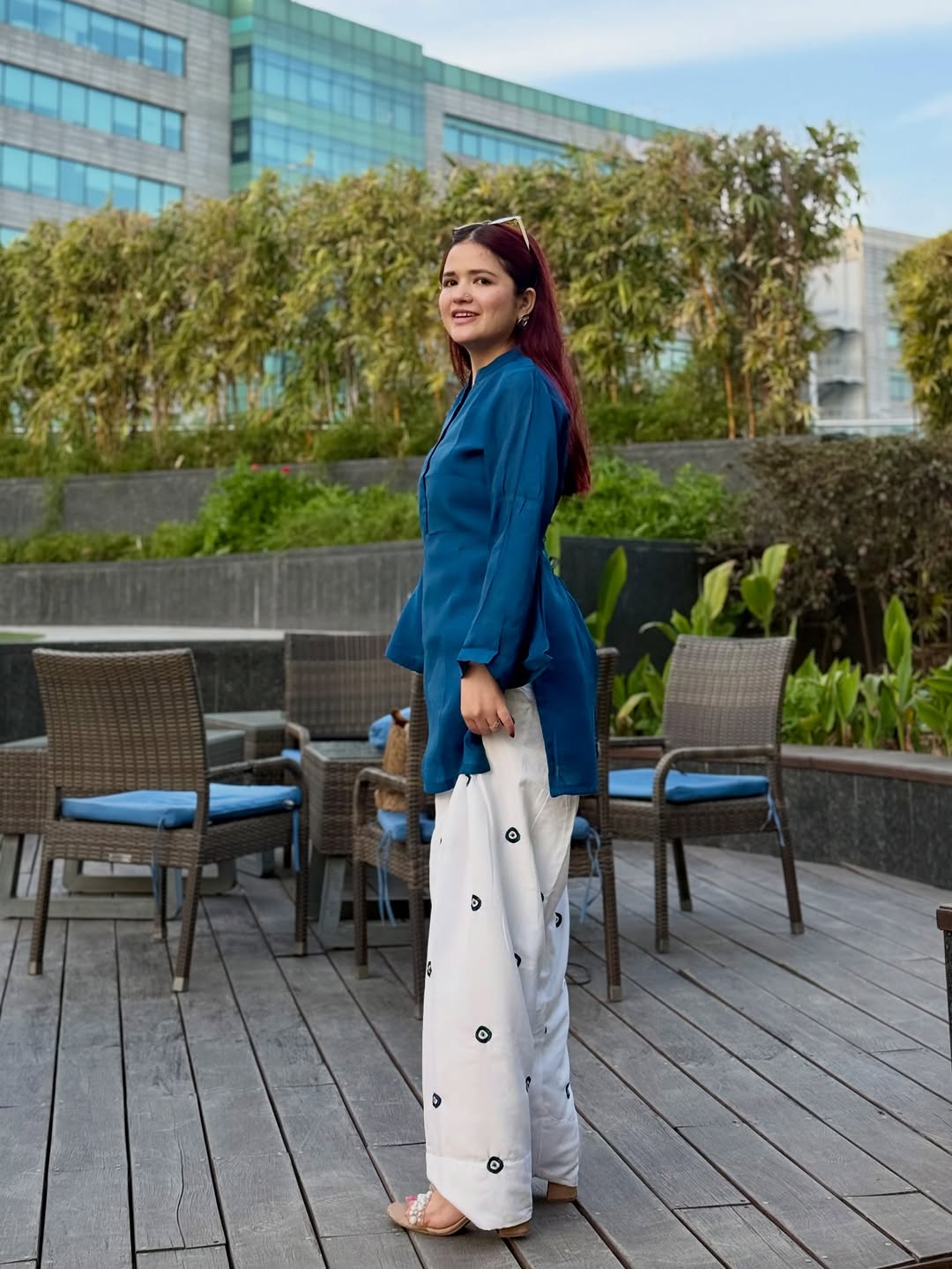 BLUE FARSHI PLAZZO SUIT SET