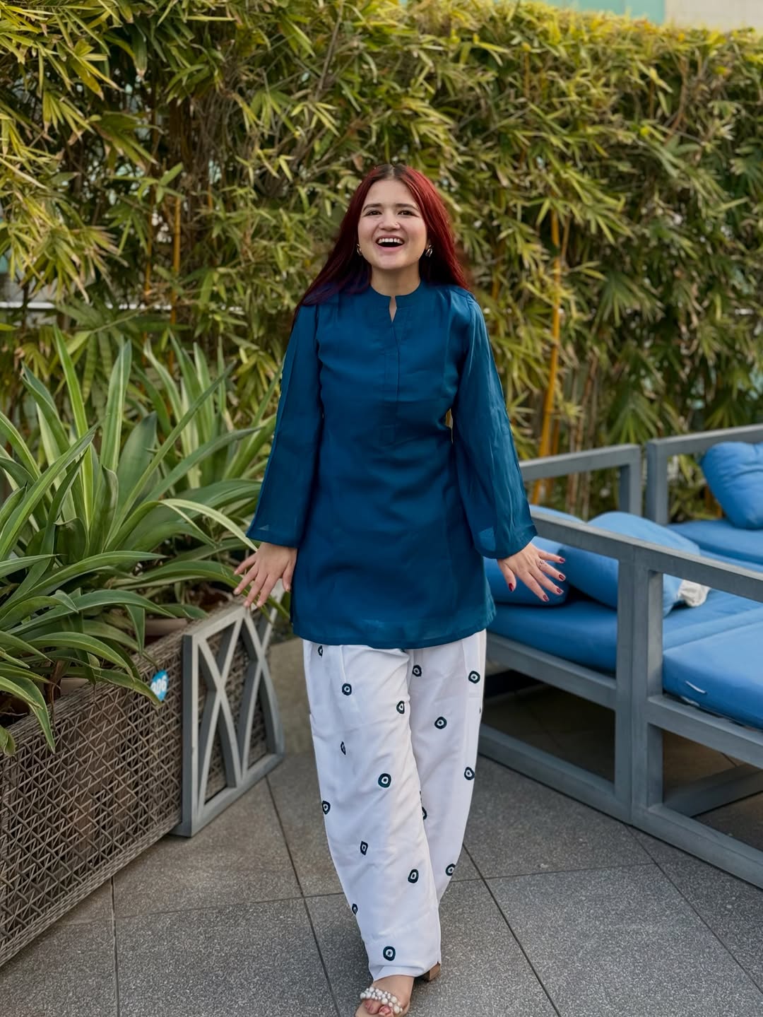 BLUE FARSHI PLAZZO SUIT SET