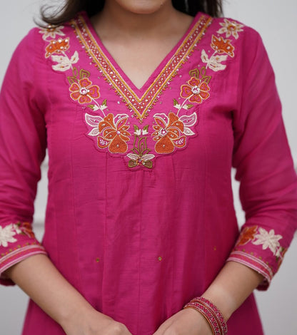 RANI PINK - V NECK - ANARKALI GOWN