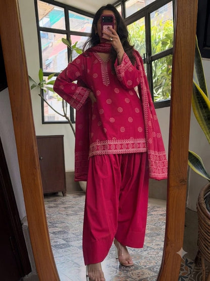 PURE COTTON ETHNIC SHORT KURTA SET