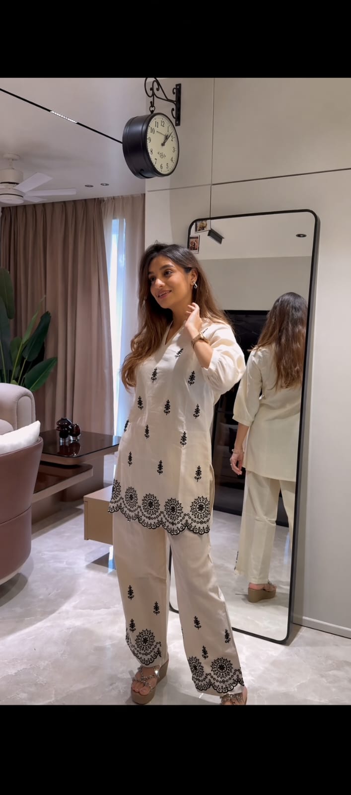 COTTON EMBROIDERED CO-ORD SET WITH CUT WORK