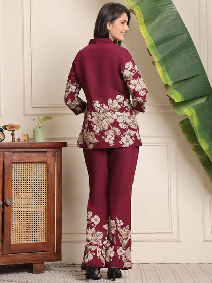 COTTON FLORAL PRINTED SHIRT WITH TROUSER CO-ORD SET
