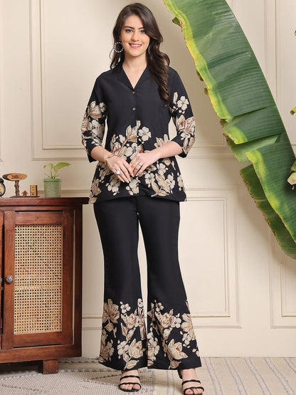 COTTON FLORAL PRINTED SHIRT WITH TROUSER CO-ORD SET