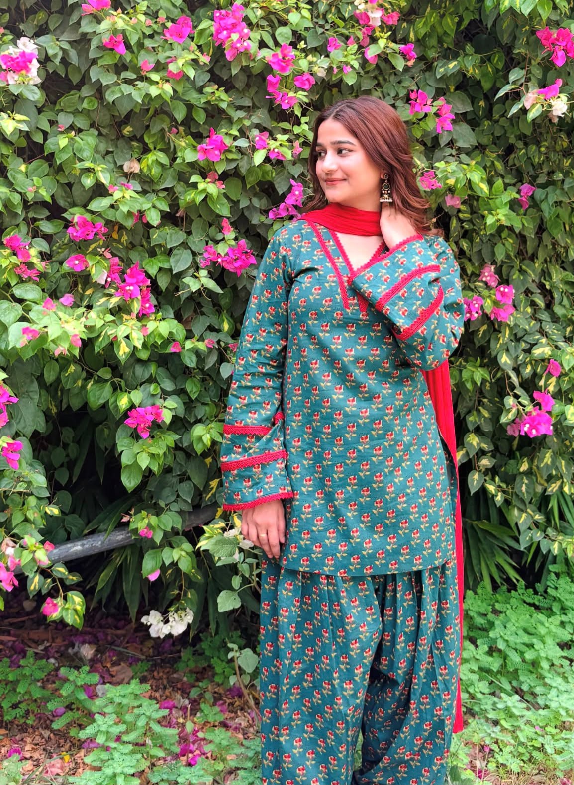 GREEN FLORAL - PRINTED PATIALA SALWAR SUIT SET