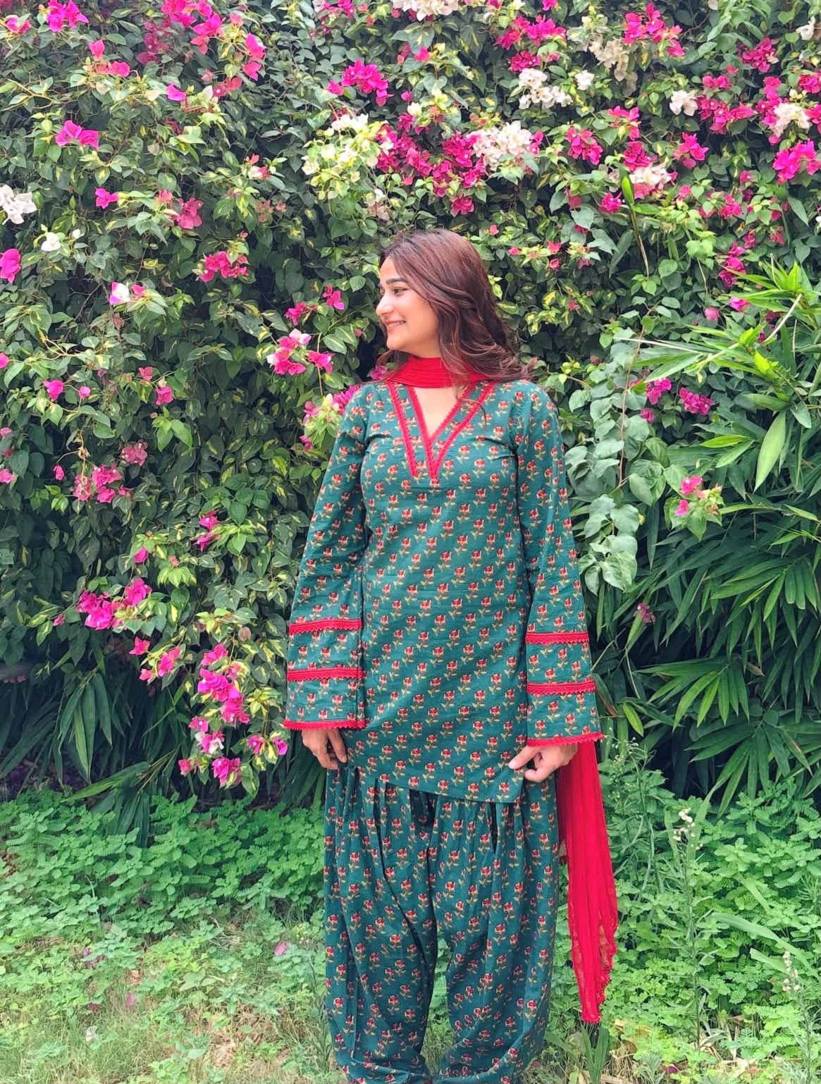 GREEN FLORAL - PRINTED PATIALA SALWAR SUIT SET