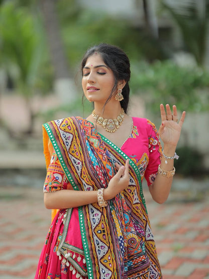 RANI PINK - MIRROR WORK - NAVRATRI LEHENGA