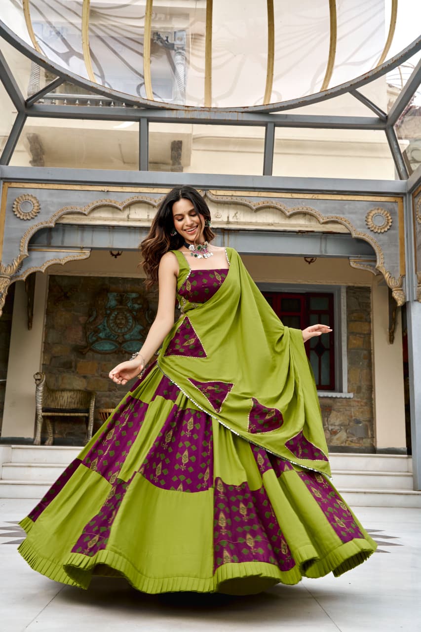 RAYON AJRAKH PRINTED NAVRATRI LEHENGA