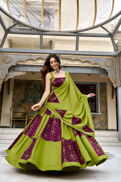RAYON AJRAKH PRINTED NAVRATRI LEHENGA