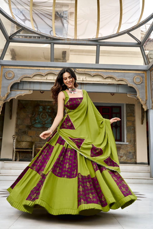 RAYON AJRAKH PRINTED NAVRATRI LEHENGA