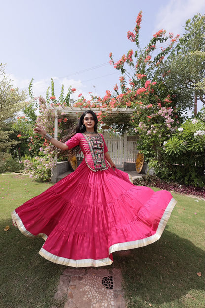 KORA COTTON LEHENGA CHOLI WITH EMBROIDERD BODICE