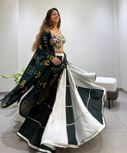RAYON REAL MIRROR EMBROIDERY KALI PLEATED NAVRATRI LEHENGA