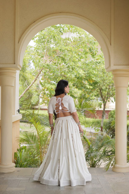 RAYON LEHENGA CHOLI WITH MULTI MIRROR LACE WORK