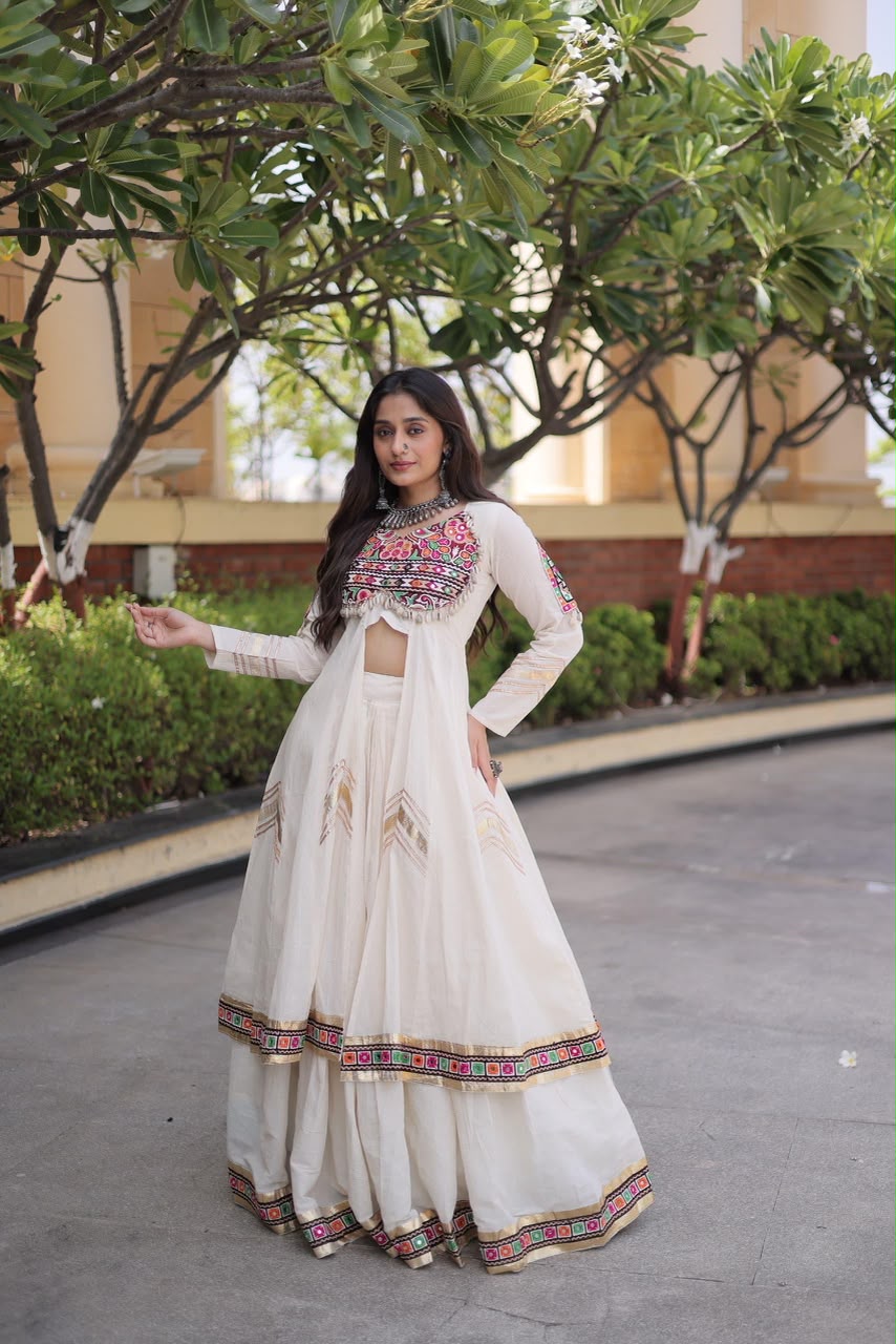 KORA COTTON LEHENGA CHOLI WITH SHRUG