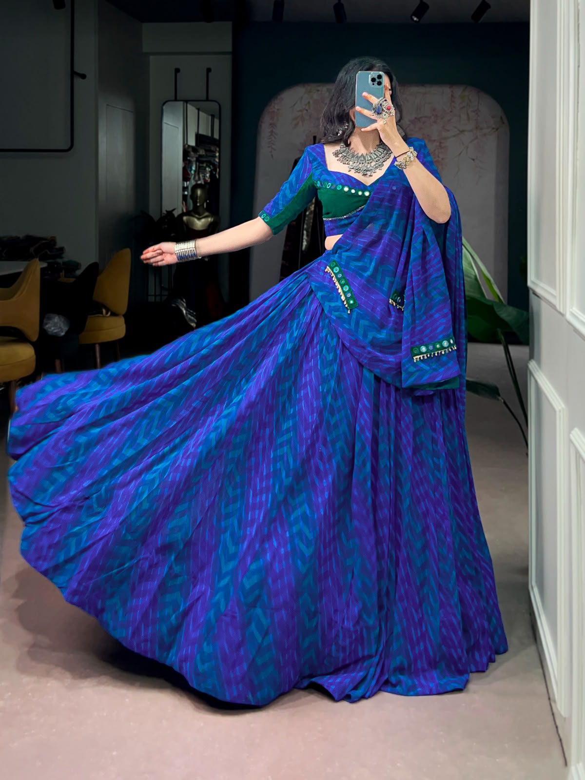 BLUE & RED NAVRATRI CHANIYA CHOLI SET