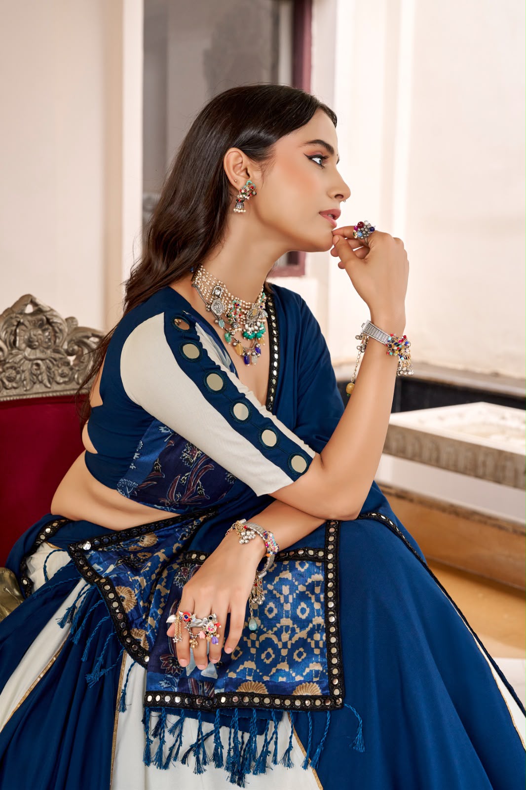 BLUE  RAYON NAVRATRI CHANIYA CHOLI