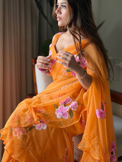ORANGE - READY TO WEAR LEHENGA SAREE