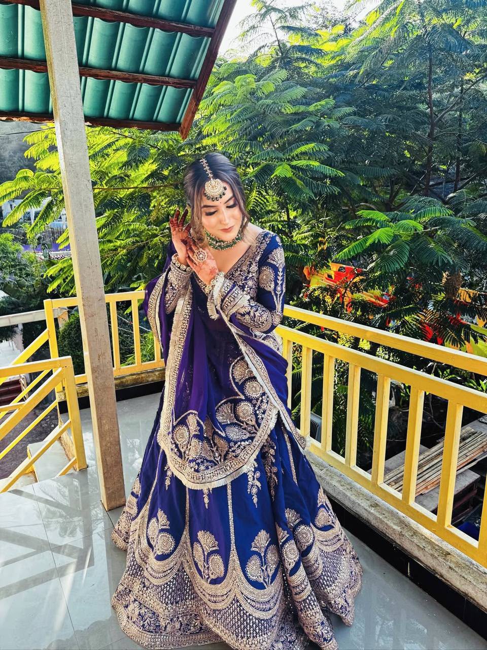 PURPLE GEORGETTE EMBROIDERED LEHENGA