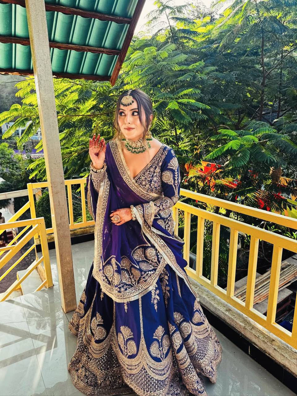 PURPLE GEORGETTE EMBROIDERED LEHENGA