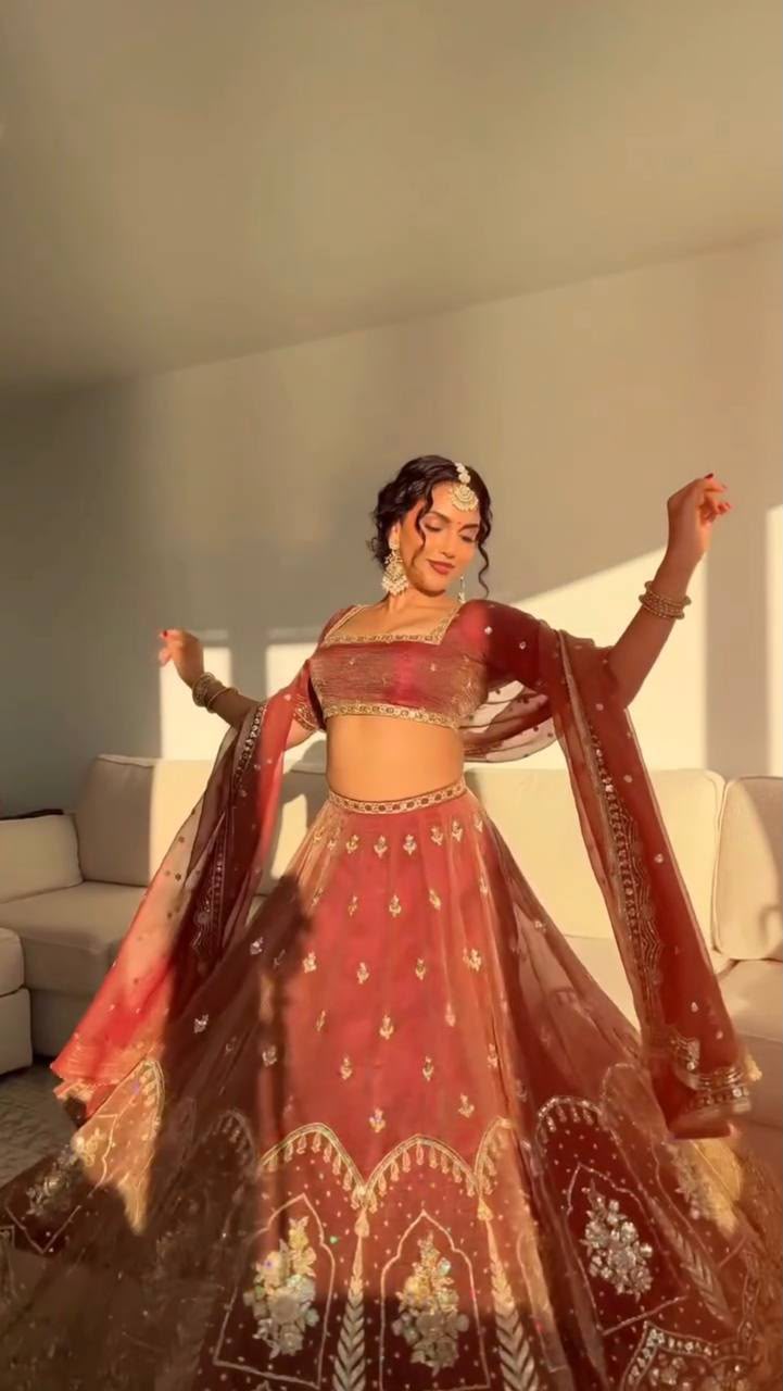 KRISHMA SUNEHRI SEQUIN LEHENGA