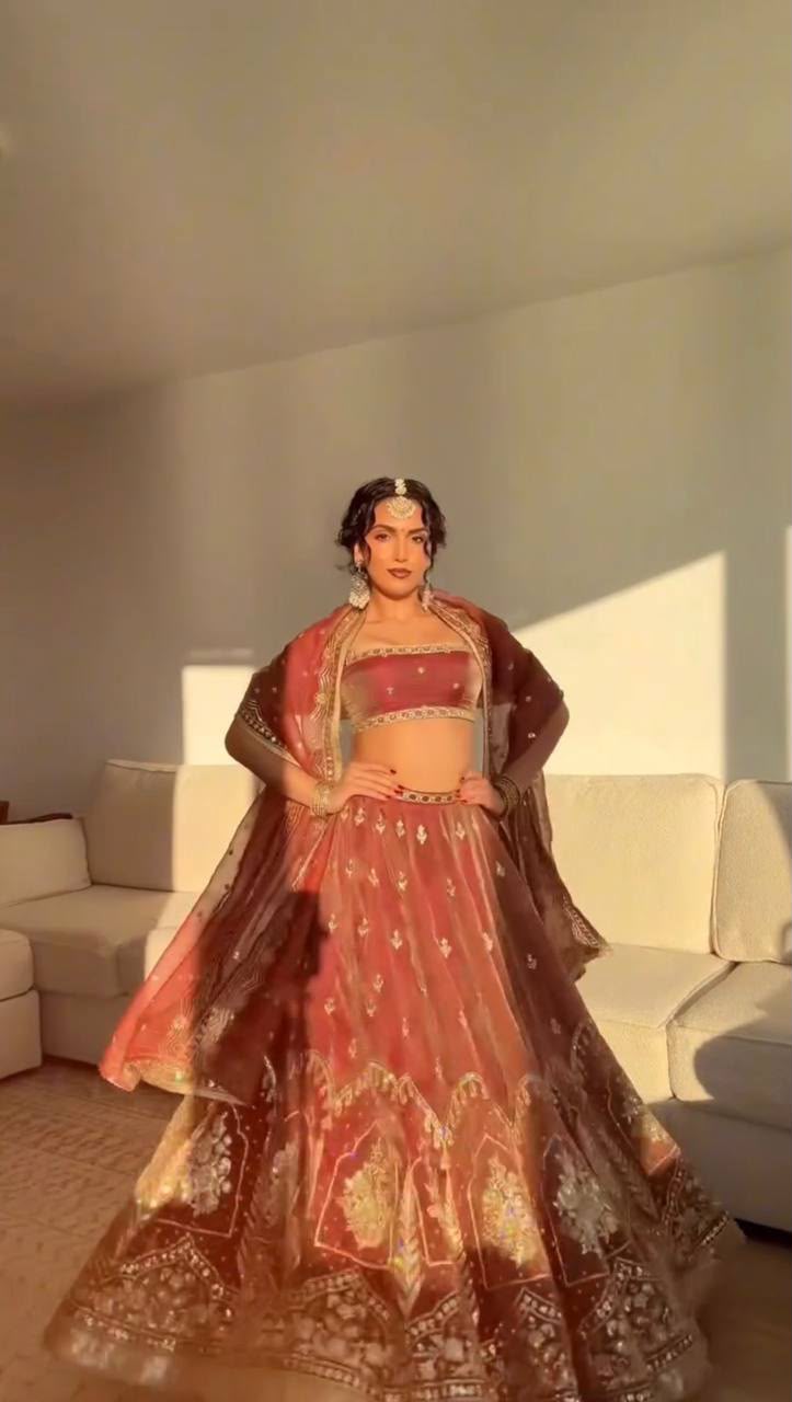 KRISHMA SUNEHRI SEQUIN LEHENGA