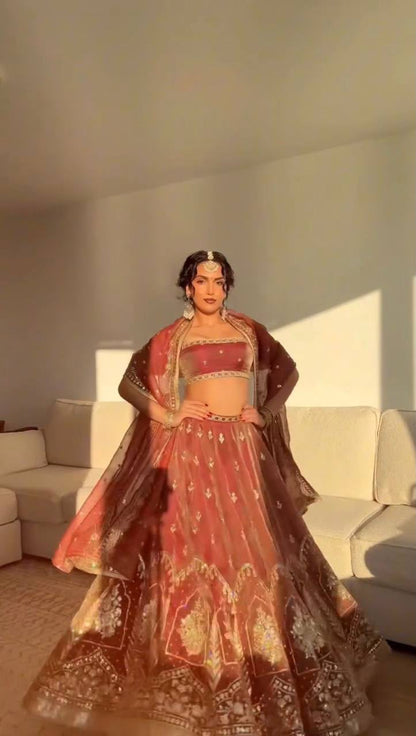 KRISHMA SUNEHRI SEQUIN LEHENGA