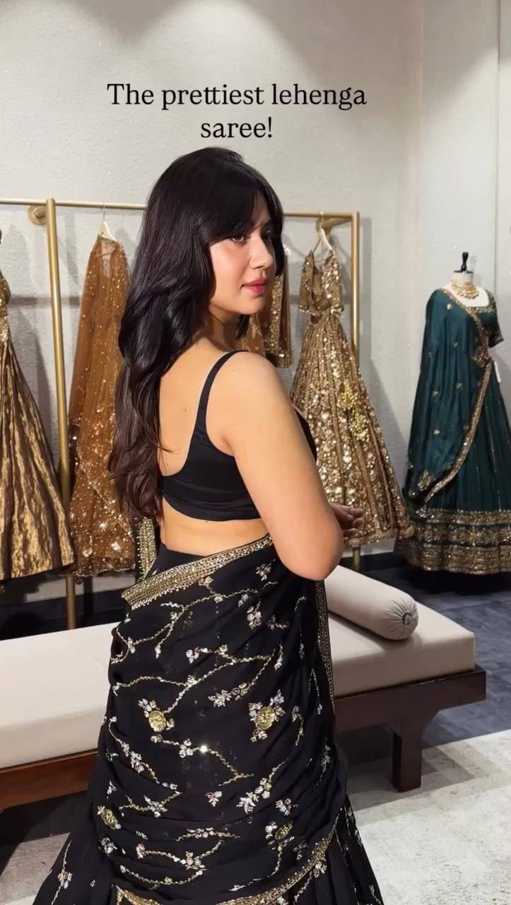 BLACK READY TO WEAR LEHENGA SAREE