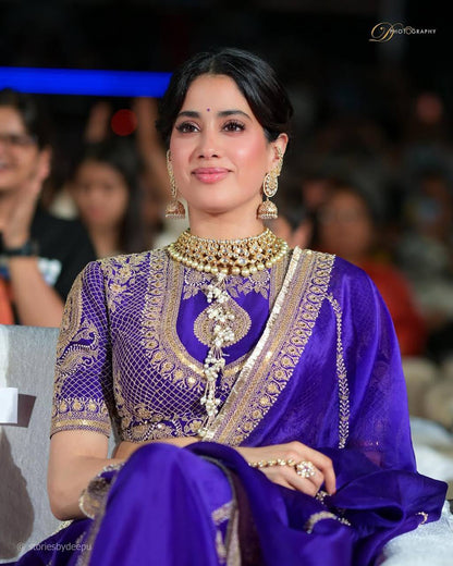 JANHVI KAPOOR - PURPLE & GOLD EMBROIDERED LEHENGA SET