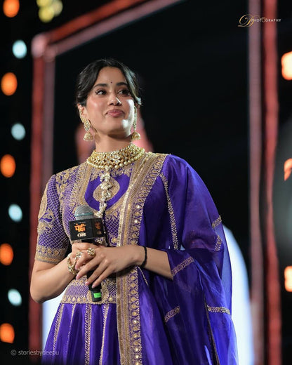 JANHVI KAPOOR - PURPLE & GOLD EMBROIDERED LEHENGA SET