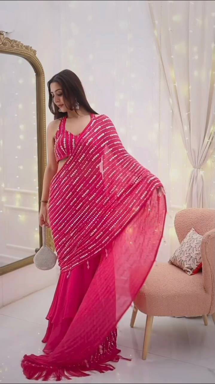 PINK READY TO WEAR LEHENGA SAREE
