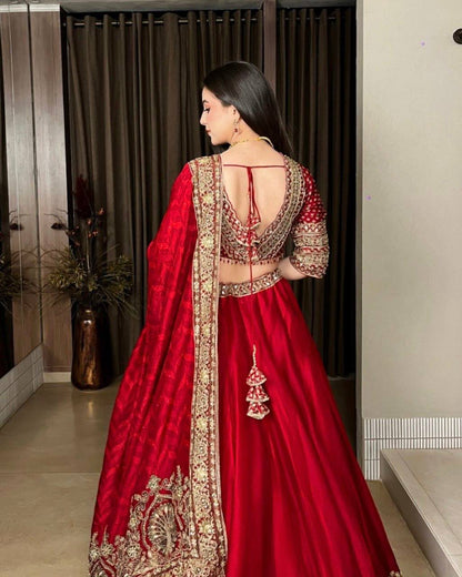 RED - CRIMSON GOLD HERITAGE PRINTED LEHENGA