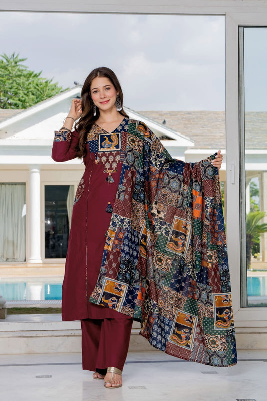 AAKRITI - TRENDY PATCHWORK COTTON SUIT SET