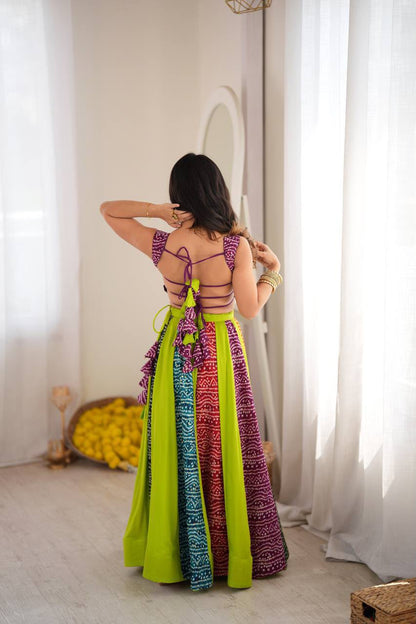 PARROT GREEN HEAVY RAYON NAVRATRI CHANIYA CHOLI SET
