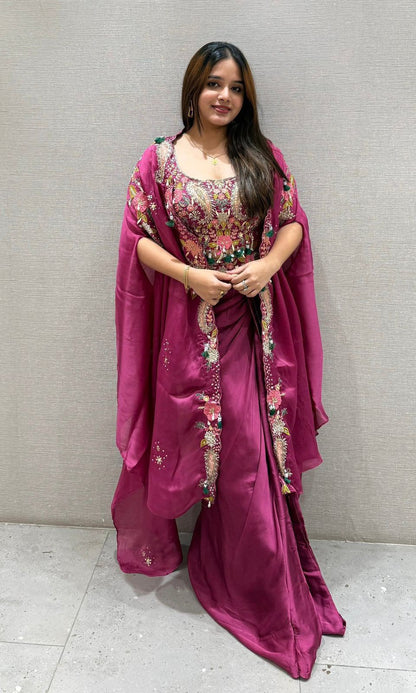 INDO-WESTERN DRAPPED DHOTI STYLE TOP & SHRUG