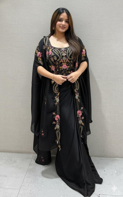 INDO-WESTERN DRAPPED DHOTI STYLE TOP & SHRUG