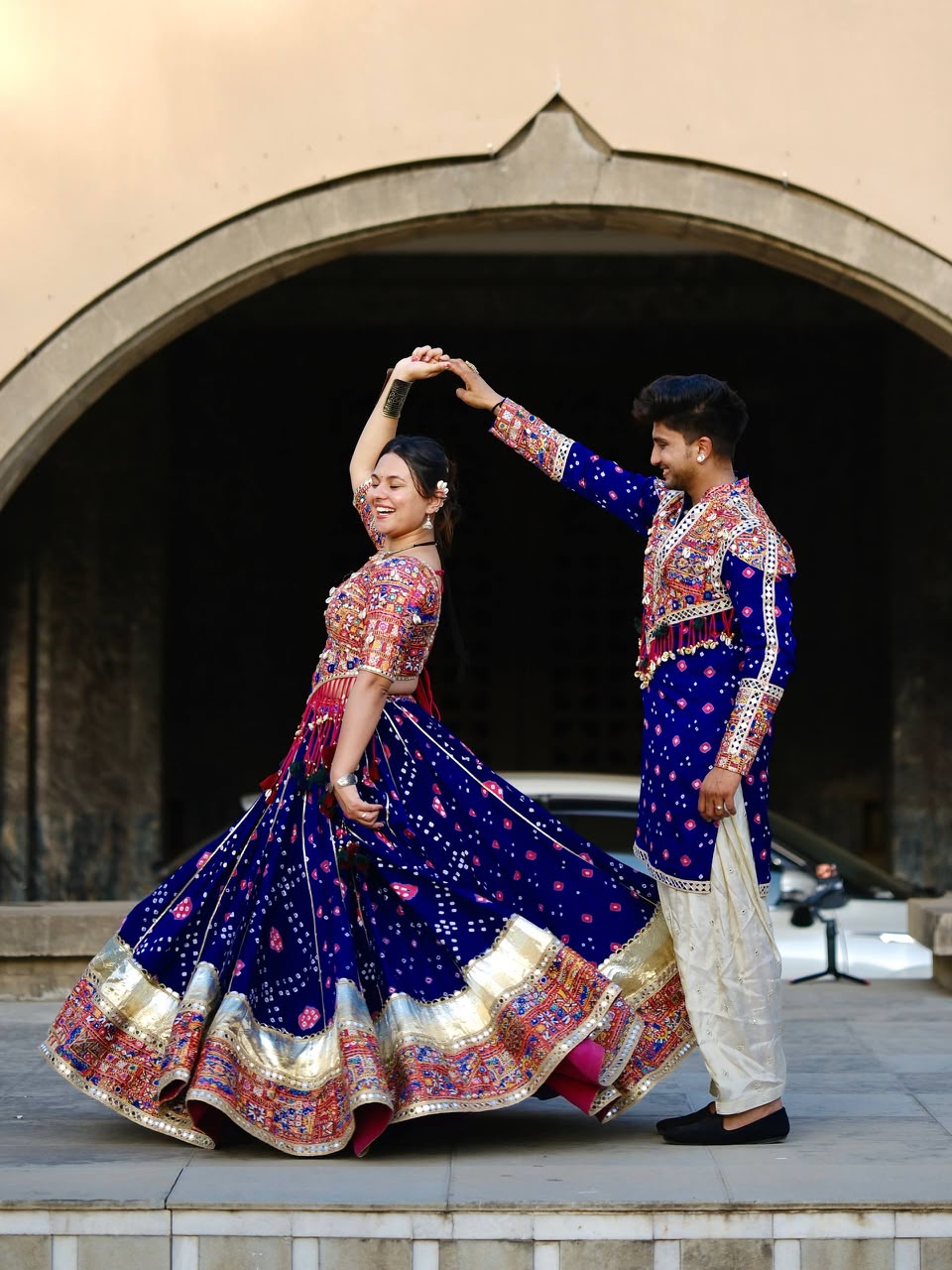 ROYAL BLUE BANDHANI-PRINT LEHENGA CHOLI