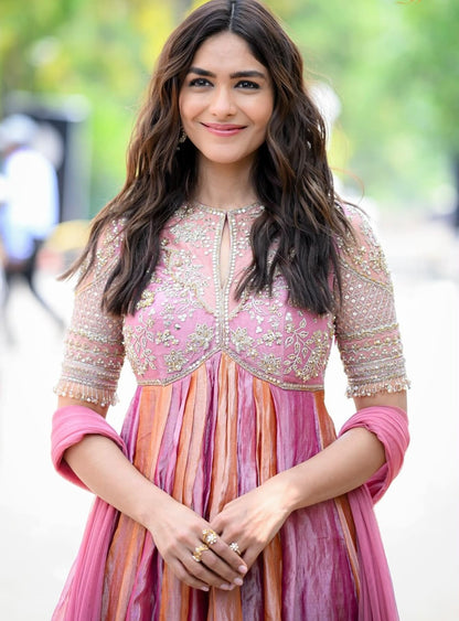 MRUNAL THAKUR - EMBROIDERED BEADS WORK ANARKALI GOWN